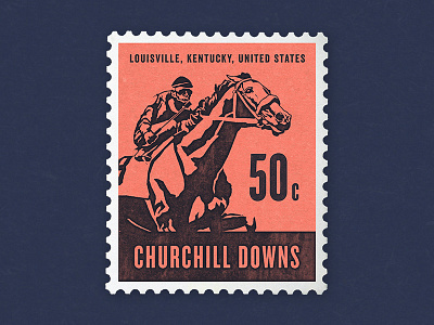 Kentucky Derby Stamp churchill downs derby horse horse race illustration jockey kentucky derby letter mail postage postage stamp stamp
