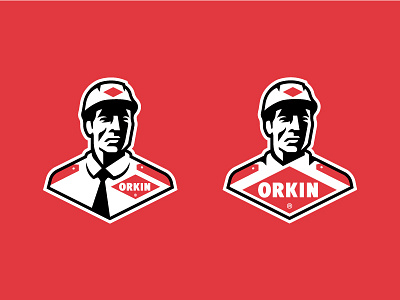 Orkin Man character football logo mascot orkin red sports team