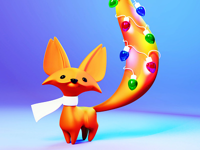 Holiday Fox - 3D model 3d 3d model blender character modeling christmas christmas lights cycles cycles render fox holidays illustration render