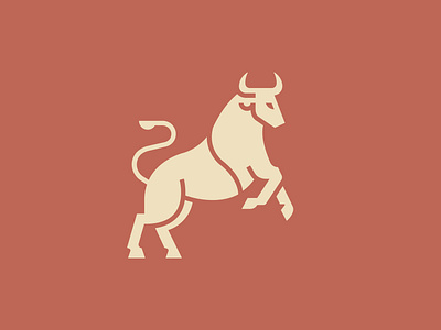 Rearing Bull Logo animal bull cattle cow logo logomark meat ox rearing steer tail