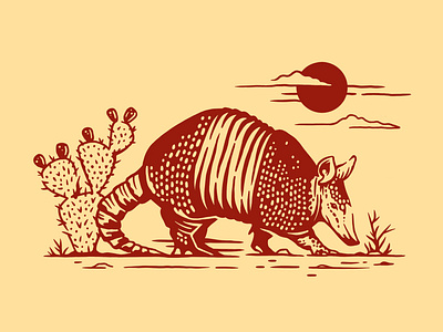 Texas Armadillo animal armadillo austin cactus country desert houston illustration procreate texan texas western