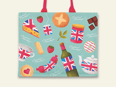 Central Market Passport UK Tote Bag bag biscuits british food great britain grocery market reusable bag shopping tea tote union jack united kingdom