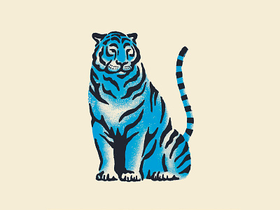Tiger animal blue cat drawing feline illustration ink procreate tiger