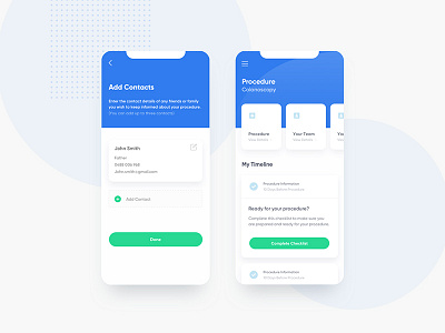 UI Challenge - Guided Surgery information app blue branding clean doctor green hospital light medical ui