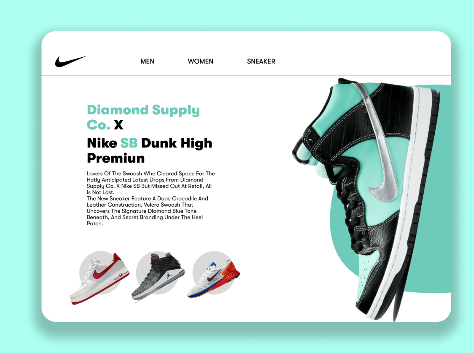 Nike shoe Web UI in Figma by Swagat Swarup Herna on Dribbble