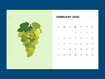 Fruits Calendar Concept Feb2020 calendar calendar 2020 calendar concept calendar ui february2020 fruits grapes illustration ui ux