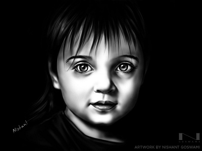 Admirable admirable art baby beautiful blackwhite digital eyes girl painting portrait