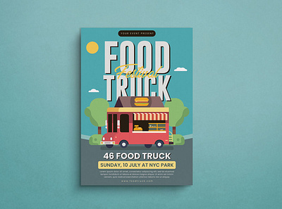 Food Truck Flyer Mockup design flat design flyer food food truck graphic design illustration vector