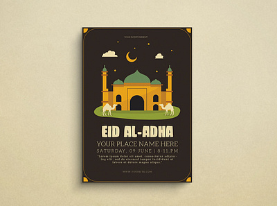 Eid Al-adha Mockup Flyer design eid eid mubarak flat design flyer graphic design illustration mockup