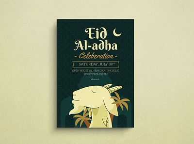 Eid Al-adha Mockup Flyer design eid mubarak flat design flyer graphic design illustration mockup