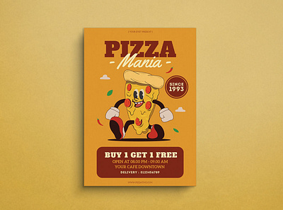 Pizza Mania Mockup Flyer design flat design flyer graphic design illustration mockup pizza