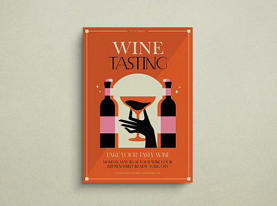 Wine Tasting Mockup Flyer design flat design flyer graphic design illustration