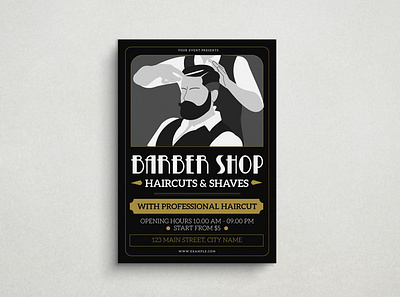 Barber Shop Flyer Mockup design flat design flyer graphic design illustration mockup