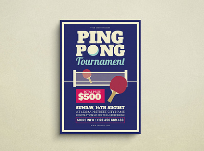 Pingpong Tournament Flyer Mockup design flat design flyer graphic design illustration mockup