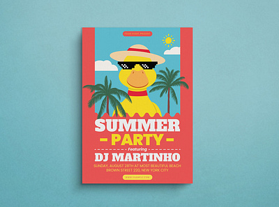 Summer Party Flyer Mockup design flat design flyer graphic design illustration mockup