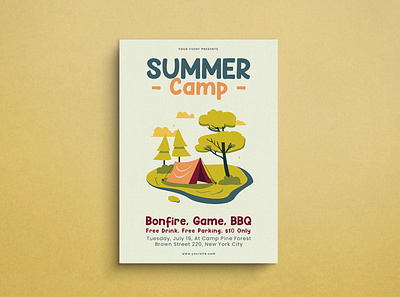 Summer Camp Flyer Mockup design flat design flyer graphic design illustration mockup