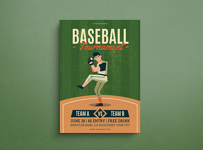Baseball Tournament Flyer Mockuo design flat design flyer graphic design illustration mockup