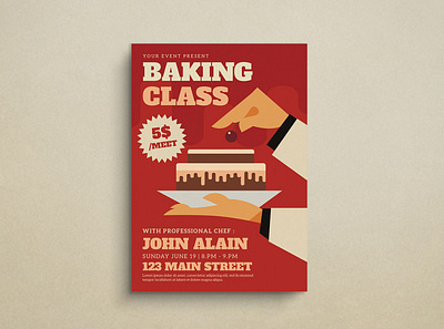 Baking Class Flyer Mockup design flat design flyer graphic design illustration mockup