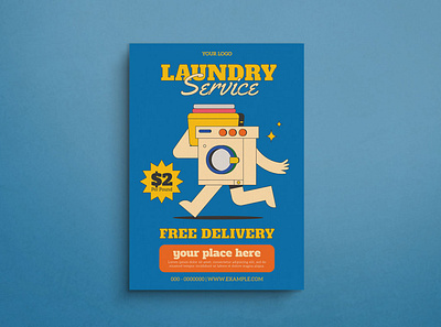 Laundry Flyer Mockup design flat design flyer graphic design illustration mockup