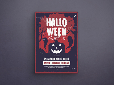 Halloween night flyer mockup design flat design flyer graphic design illustration mockup