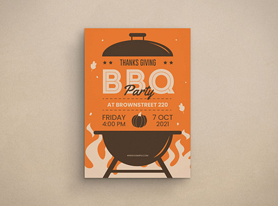 BBQ Thanksgiving Flyer design flat design flyer graphic design illustration mockup