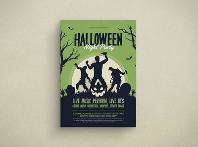 Halloween Night Flyer Mockup design flat design flyer graphic design halloween illustration mockup