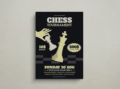 Chess Tournament Flyer Mockup chess design flat design flyer graphic design illustration mockup