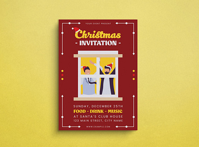 Christmas Invitation Flyer animation design flat design flyer graphic design illustration mockup