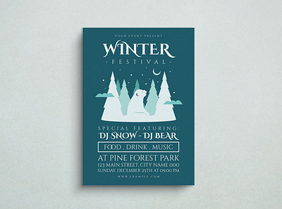 Winter Flyer design flat design flyer graphic design illustration mockup