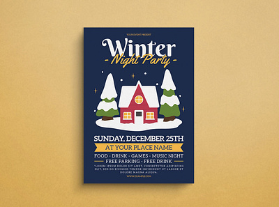 Winter Invitation Flyer design flat design flyer graphic design illustration mockup