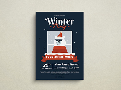 Winter Invitation Flyer animation design flat design flyer graphic design illustration mockup