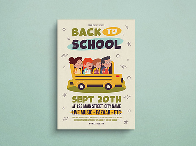 Back To School Flyer design flat design flyer graphic design illustration mockup