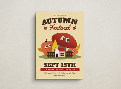 Autumn Festival Flyer design flat design flyer graphic design illustration mockup