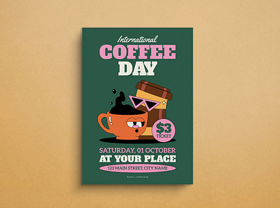 Coffee Day Flyer design flat design flyer graphic design illustration mockup