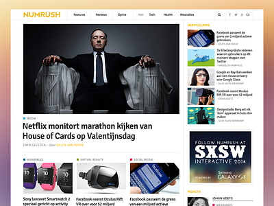 Numrush Homepage blog homepage journalism media news numrush responsive tech site technology website wordpress