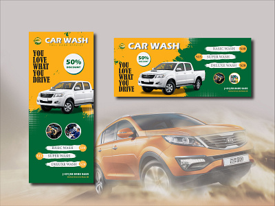 Roll-up and Bill Board Banner Design ( Car Wash ) bill board branding brochure design graphic design illustration logo rollup banner vector