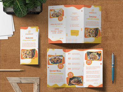 Tri-fold Brochure For Food Menu branding brochure design flyer food brochure food flyer food menu graphic design illustration vector