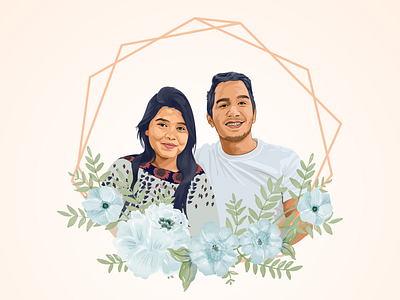 Couple Vector Portrait artwork birthday gift branding cartoon character couple picture facebook post family photo frame graduation gift graphic design human face illustration image trace instagram post jabin moni portrait procreate profile picture realistic vector art vector portrait