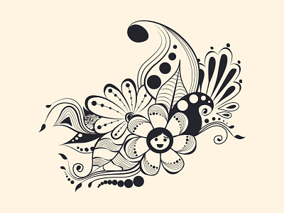 Floral Vector Art artwork blackandwhite cute art cute illustration doodle doodle art doodle illustration floral floral line art floral vector art graphic design illustration jabin moni line art sketch vector vector art