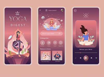 Yoga and Meditation App Ui meditation app relex music sleeping app yoga app