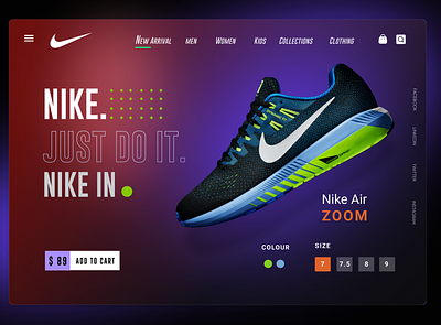 New Nike Landing page Ui newgradient nike shoes nike website landing page web ui