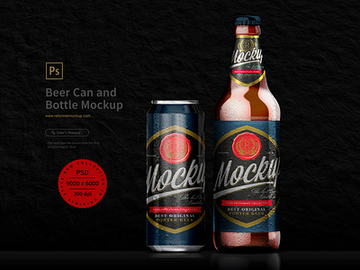 Beer Can and Bottle Mockup