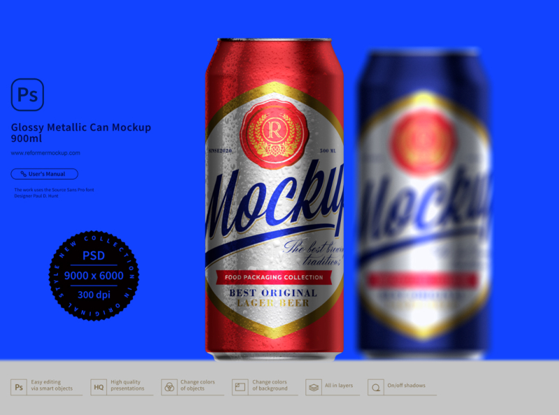 Download Glossy Metallic Can Mockup 900ml By Reformer Mockup On Dribbble