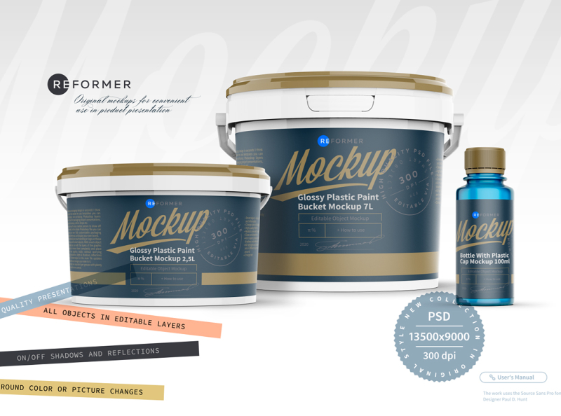 Download Presentation of Paint and Varnish Products Packaging Mockup by Reformer Mockup on Dribbble