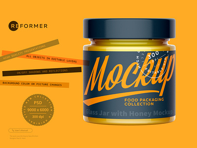 Download Glass Jar With Honey Mockup By Reformer Mockup On Dribbble