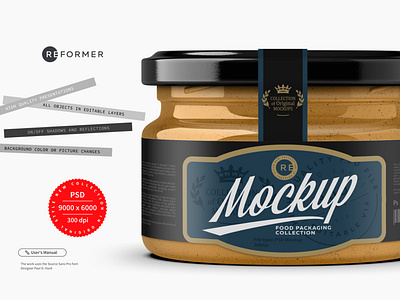 Clear Glass Jar with Peanut Butter Mockup