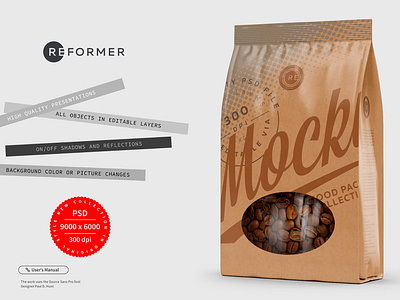 Kraft Coffee Bag with Window Mockup