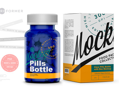 Blue Pills Bottle with Box Mockup branding coffee design food illustration logo mock up mockup mockups object package packaging packaging mockup psd psd mockup smart object supplements template ui vector