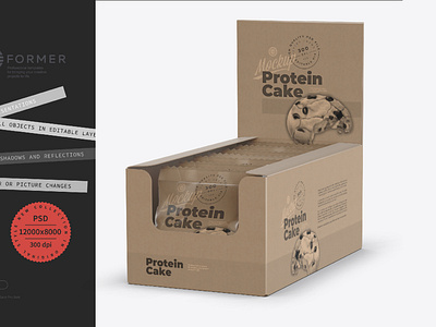 Kraft Display Box with Protein Cake Mockup