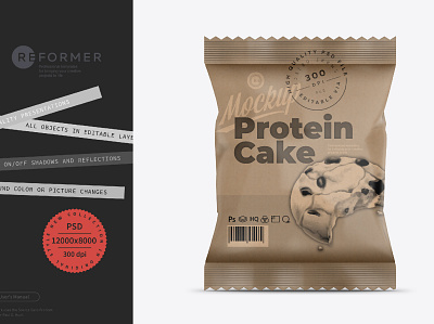 Kraft Protein Cake Snack Bar Mockup 3d animation branding coffee design food graphic design illustration logo mock up mockup mockups motion graphics pack package packaging product psd smart object template